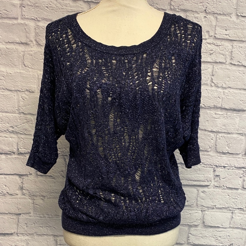 Express Shimmering Dolman Sleeve Open Knit Top Size Medium